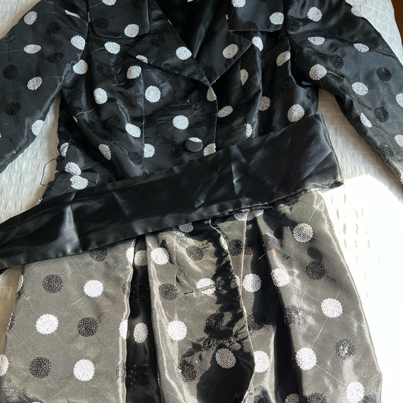 Fashion Crimes Pam Chorley Taffeta Dress - small black with sequin poka dots - Picture 10 of 12